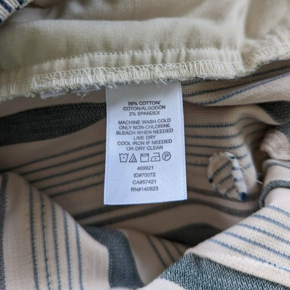 Loft Green Black Cream Striped Cotton Shorts w/ belted tie - Picture 7 of 9